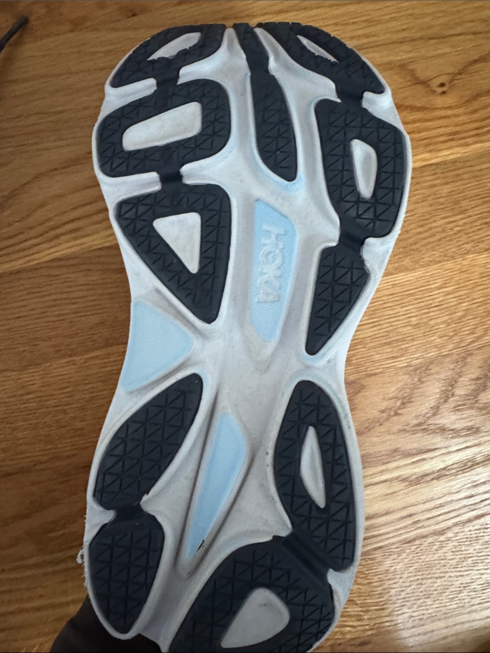 Hoka Bondi 8 Navy Shoes with Teal Midsole and Coral Logo - Picture 8 of 8
